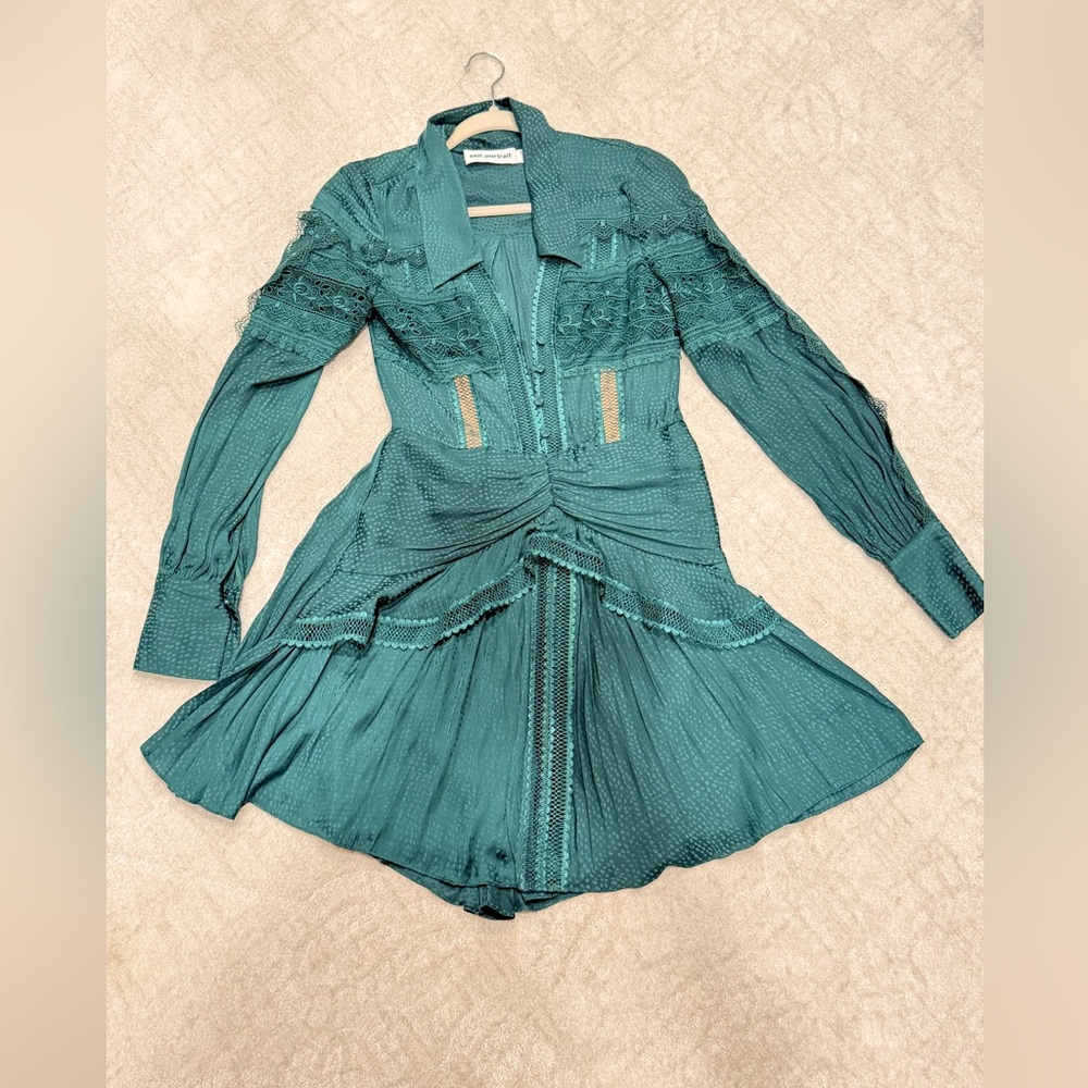NEW Self portrait green lace dress size US4/S - Picture 5 of 11